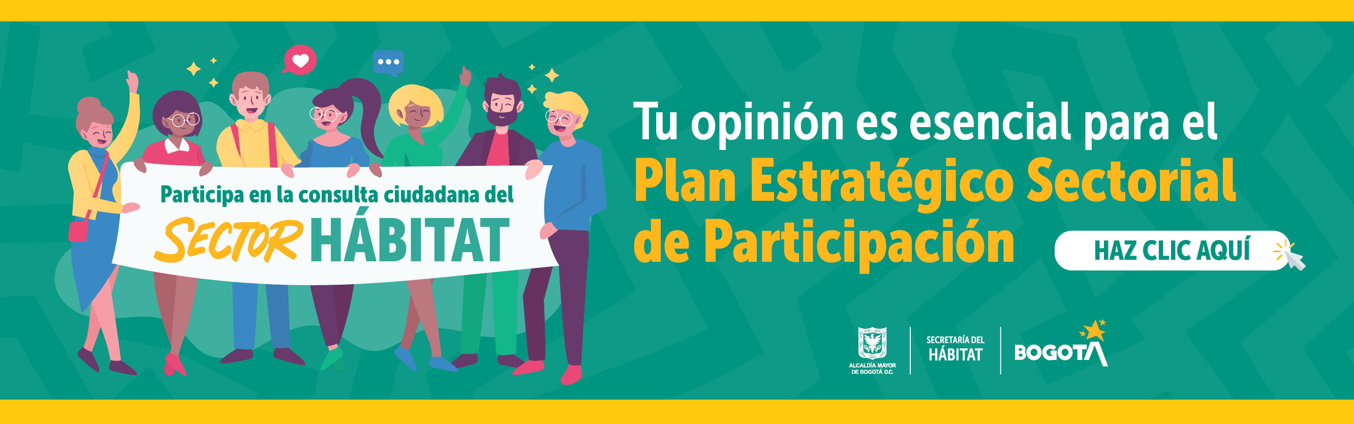 Apreciada(o) ciudadana(o) desde el sector Hábitat y las entidades que lo componen estamos interesados en conocer informacion sobre algunos elementos importantes en la promoción de la participación relacionada al sector, para esto hemos diseñado el presente formulario con el fin de ampliar nuestra información sobre las particularidades en los territorios y la manera en como las entidades que componen el sector Hábitat hacen presencia y favorecen la participación ciudadana en sus que haceres 