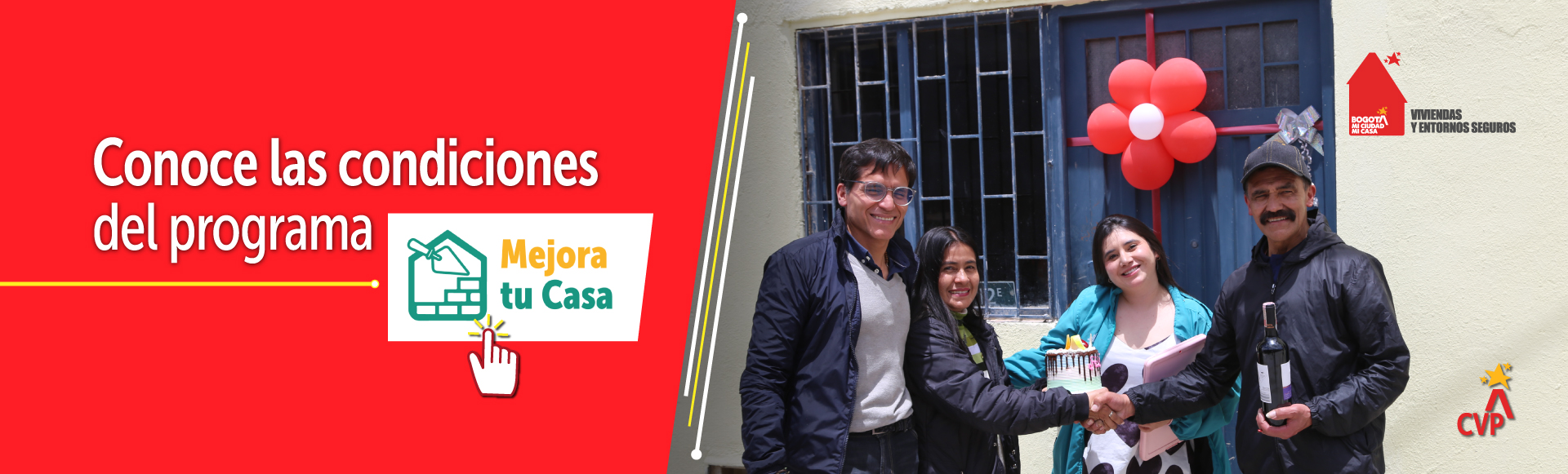 Secretaría del Hábitat y la Caja de la Vivienda Popular (CVP) lanzan el programa de mejoramiento de vivienda “Mejora tu casa”, dentro del marco de la feria de vivienda “Mi casa en Bogotá”. El programa apunta al mejoramiento de las condiciones habitacionales de 12.000 hogares en la ciudad.