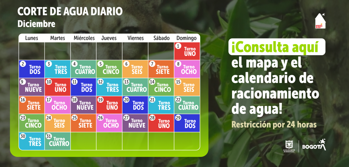 Nuevos turnos de racionamiento de agua diciembre - Consumo responsable